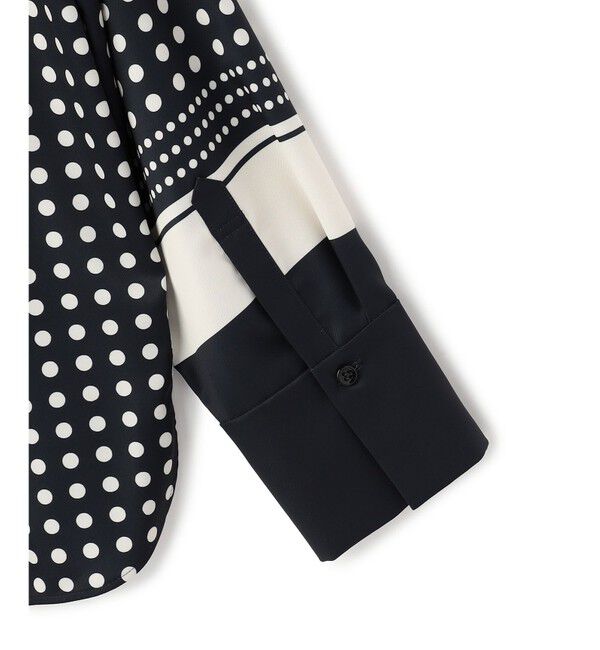 BEIGE,「GADE / モノトーンドット柄バンドカラーブラウス」|シャツ・ブラウス|