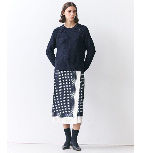 BEIGE,「GADE / モノトーンドット柄ラップ風スカート」|スカート|