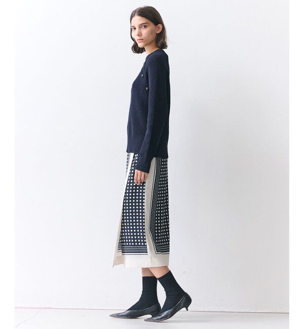 BEIGE,「GADE / モノトーンドット柄ラップ風スカート」|スカート|