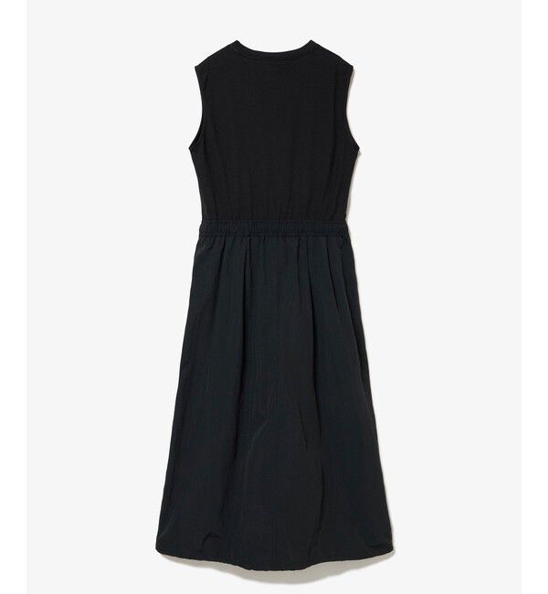 LACOSTE「異素材切り替え バルーンシルエット コンビネーションノースリーブドレス ワンピース」|ワンピース|