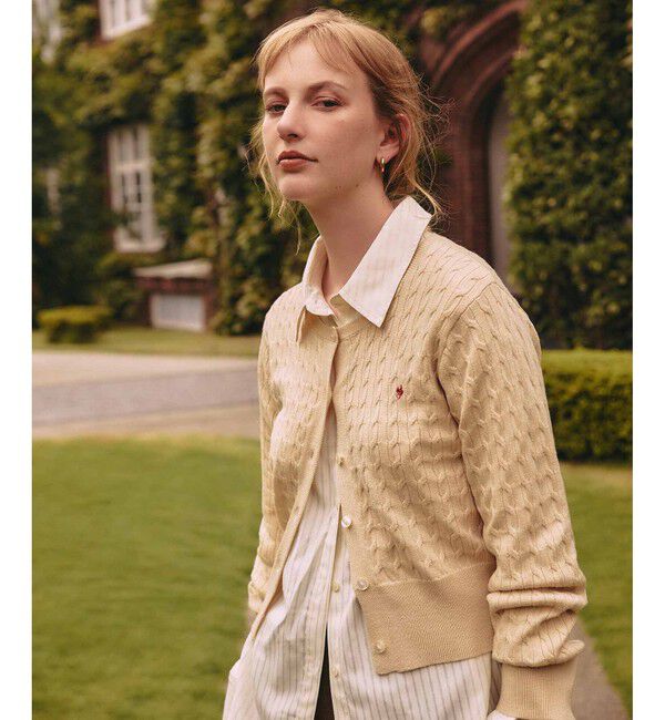 VIS「【新色追加】【POLO BCS】VIS別注ミニケーブルコンパクトニットカーディガン」|カーディガン|ベージュ