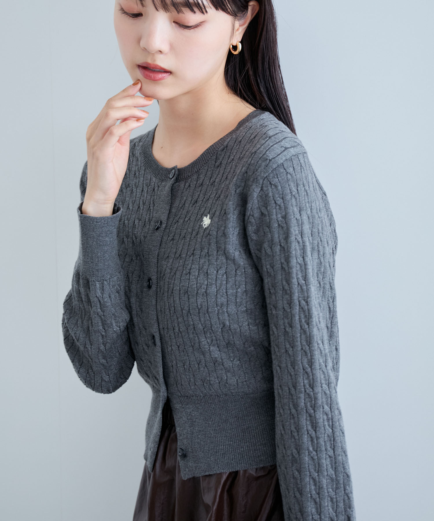 VIS「【新色追加】【POLO BCS】VIS別注ミニケーブルコンパクトニットカーディガン」|カーディガン|