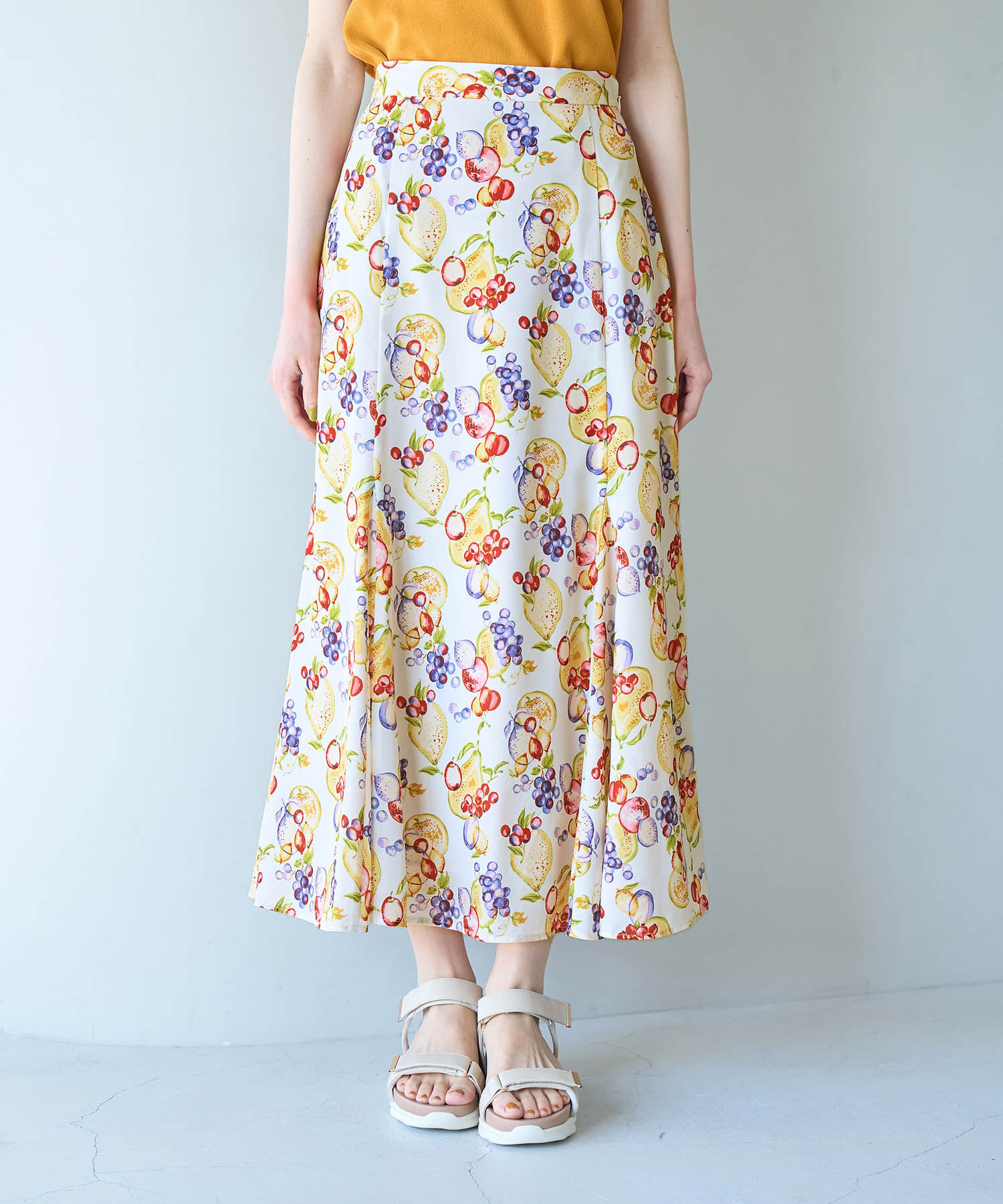 Rope&rsquo;Picnic「リンクコーデ/Tropical Fruits柄マーメイドスカート」|スカート|