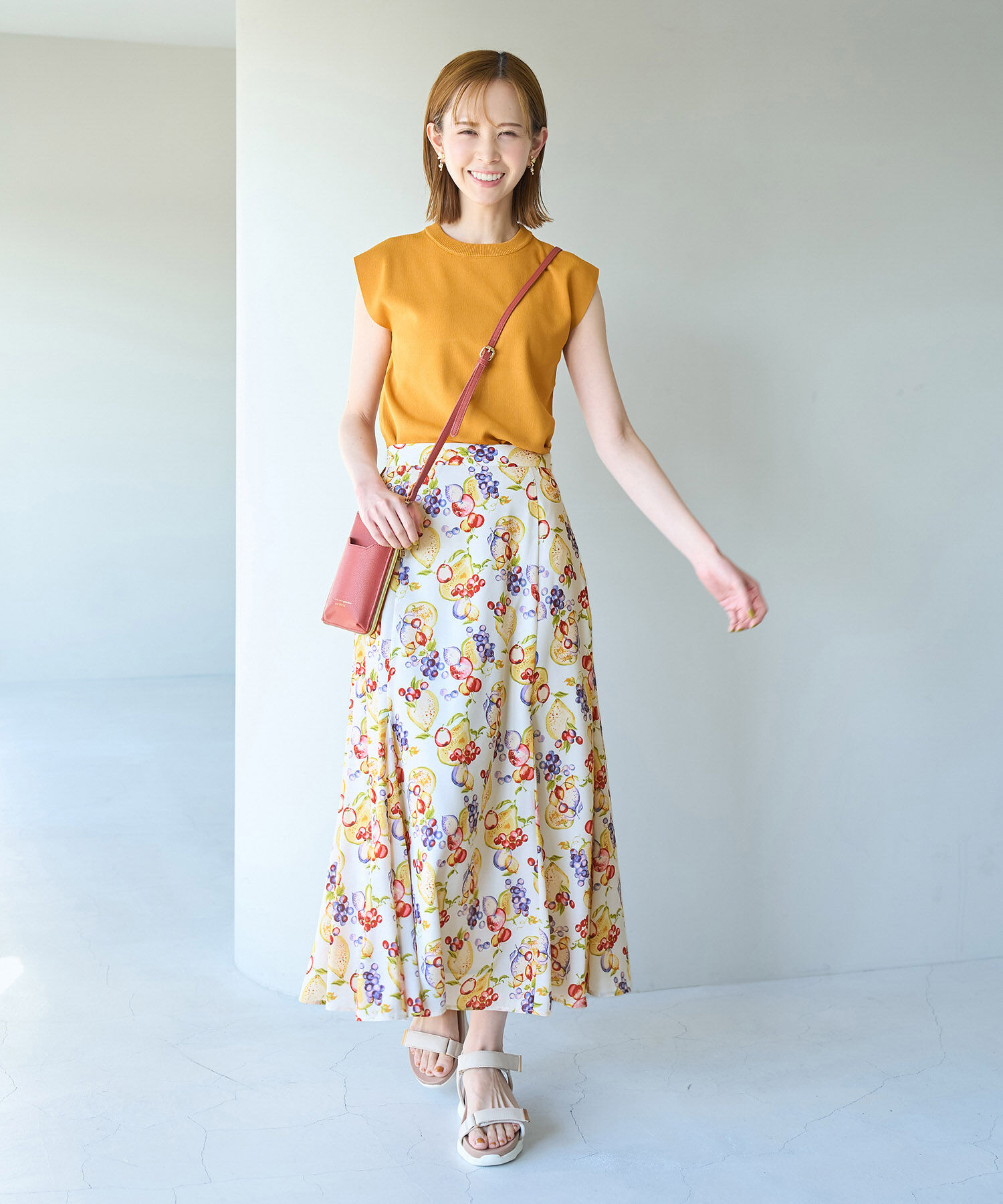 Rope&rsquo;Picnic「リンクコーデ/Tropical Fruits柄マーメイドスカート」|スカート|