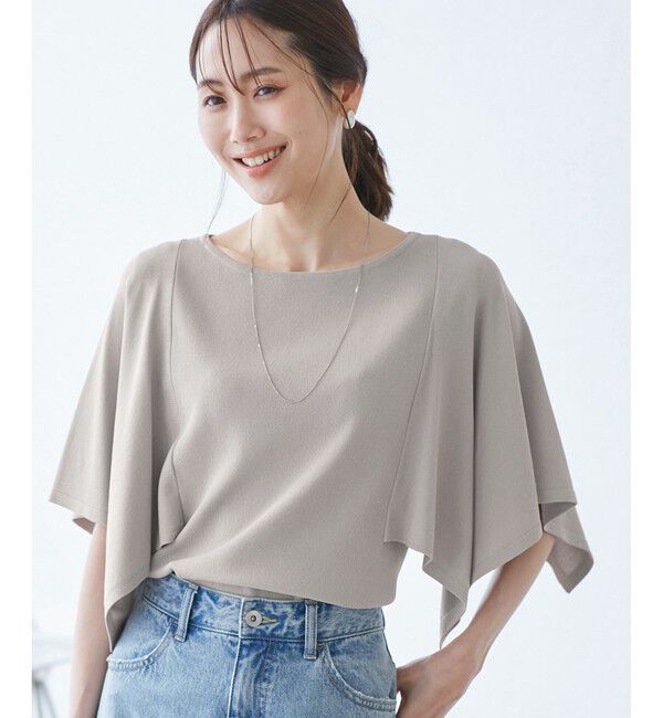 Rope&rsquo;Picnic「【UVカット・接触冷感・イージーケア】八方映えニット スカーフスリーブニットプルオーバー」|ニット・セーター|