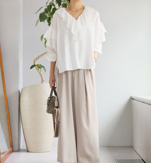  「予約【着映え】フリルディテールブラウス」|シャツ・ブラウス|