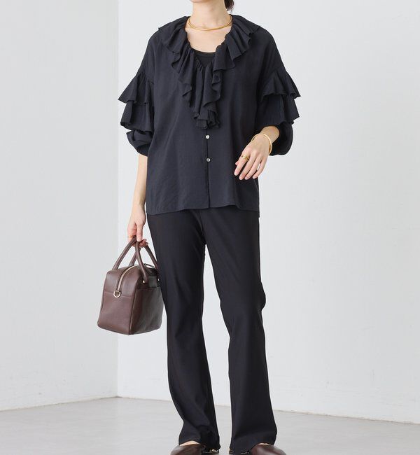  「予約【着映え】フリルディテールブラウス」|シャツ・ブラウス|