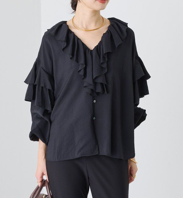  「予約【着映え】フリルディテールブラウス」|シャツ・ブラウス|