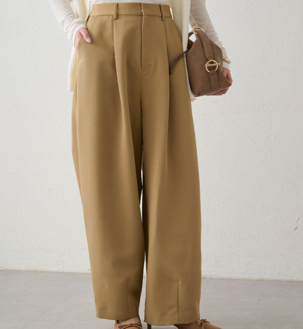  「バレルレッグパンツ」|チノ|ベージュ