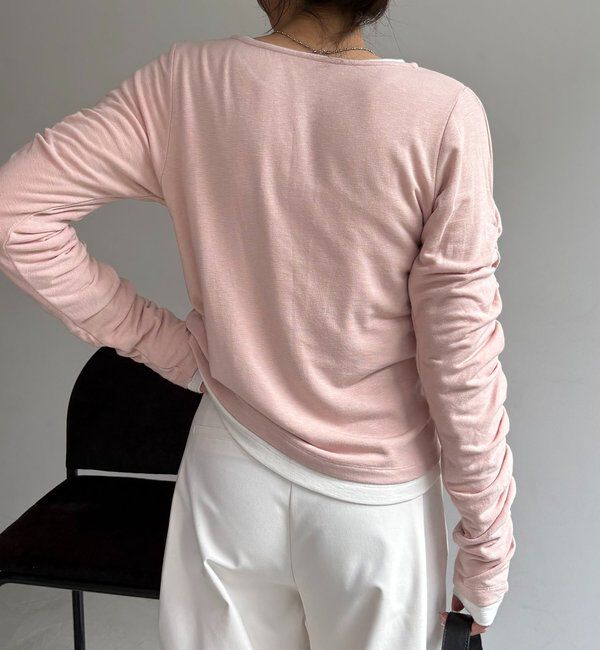  「インナーSET袖ギャザーヘンリーTシャツ」|Tシャツ・カットソー|