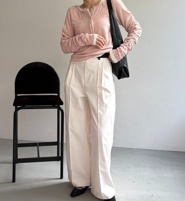  「インナーSET袖ギャザーヘンリーTシャツ」|Tシャツ・カットソー|