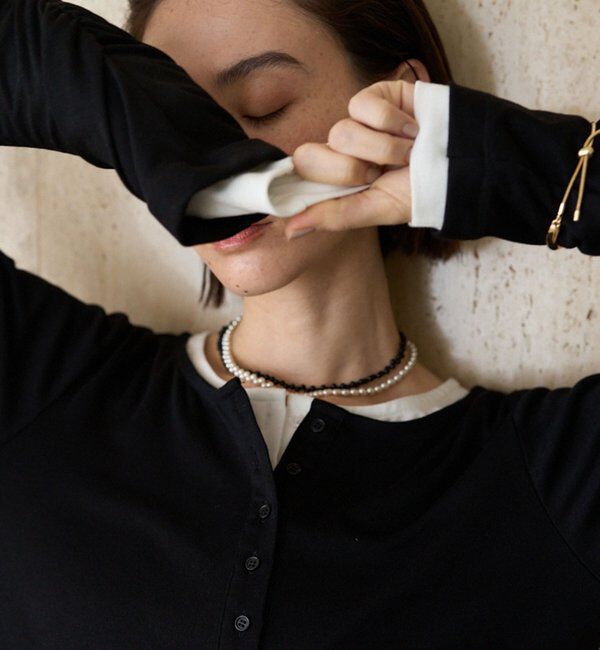  「インナーSET袖ギャザーヘンリーTシャツ」|Tシャツ・カットソー|