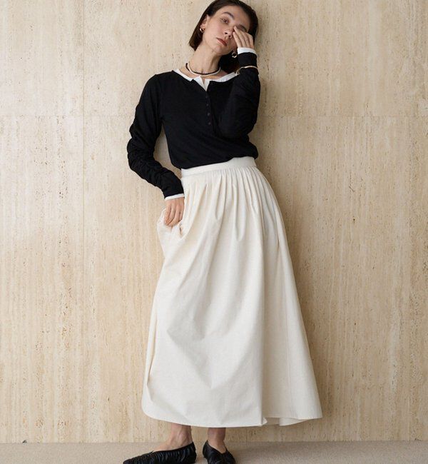  「インナーSET袖ギャザーヘンリーTシャツ」|Tシャツ・カットソー|