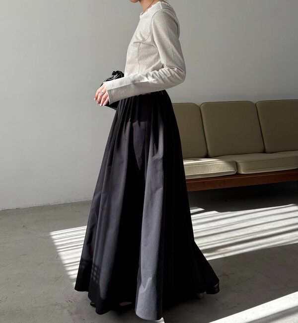  「【低身長サイズあり】タックフレアスカート」|スカート|