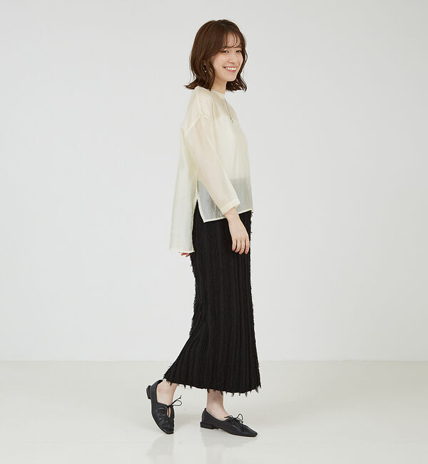 abahouse mavie「【シアートップス】７分袖シアーTシャツ」|Tシャツ・カットソー|