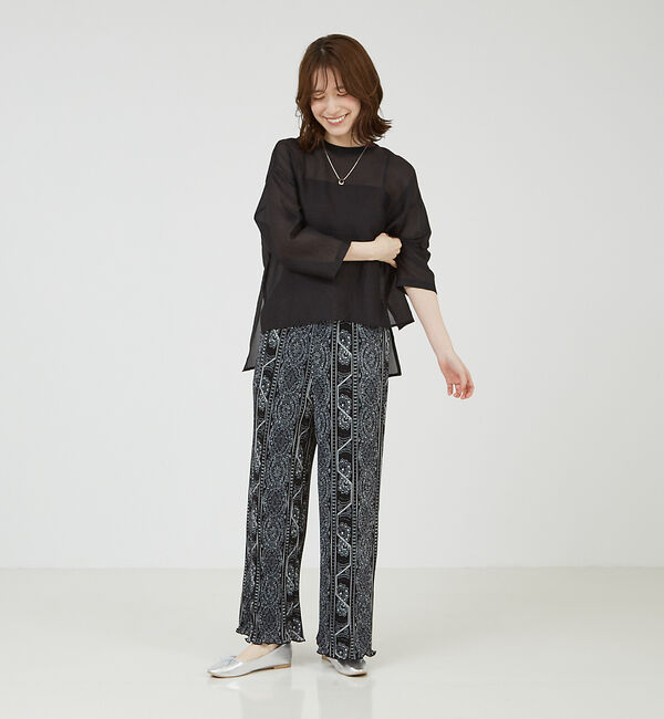 abahouse mavie「【シアートップス】７分袖シアーTシャツ」|Tシャツ・カットソー|