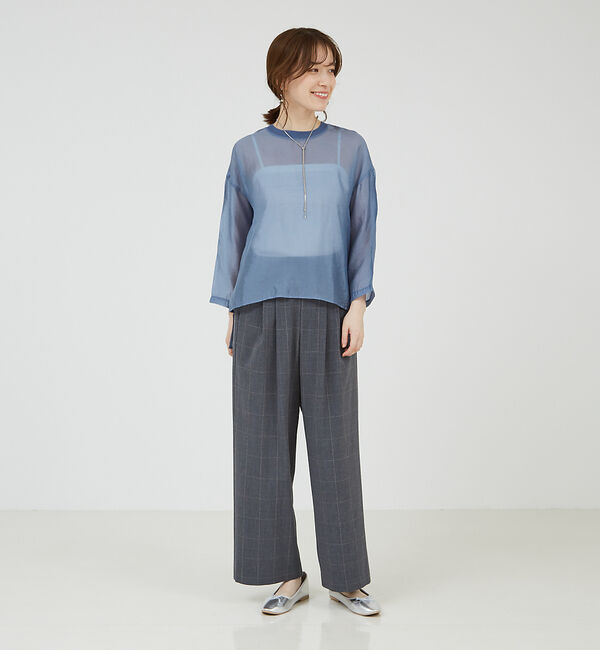 abahouse mavie「【シアートップス】７分袖シアーTシャツ」|Tシャツ・カットソー|