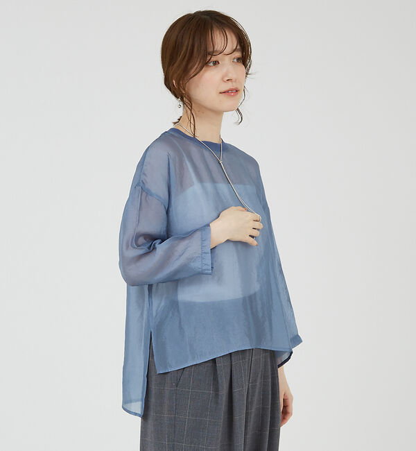 abahouse mavie「【シアートップス】７分袖シアーTシャツ」|Tシャツ・カットソー|