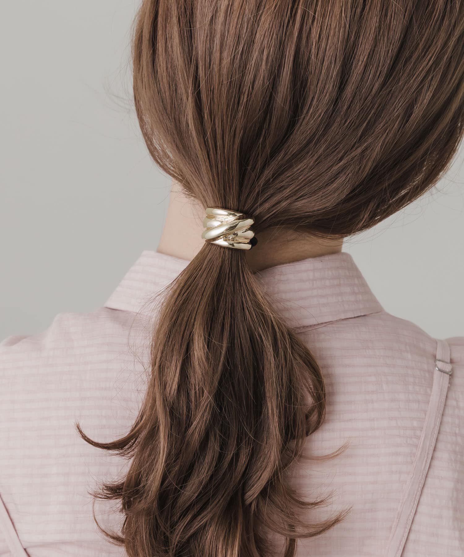 SMELLY「メタルラインヘアポニー」|ヘアゴム・シュシュ|ゴールド