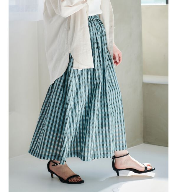 le.coeur blanc「ギンガムチェックギャザースカート」|スカート|