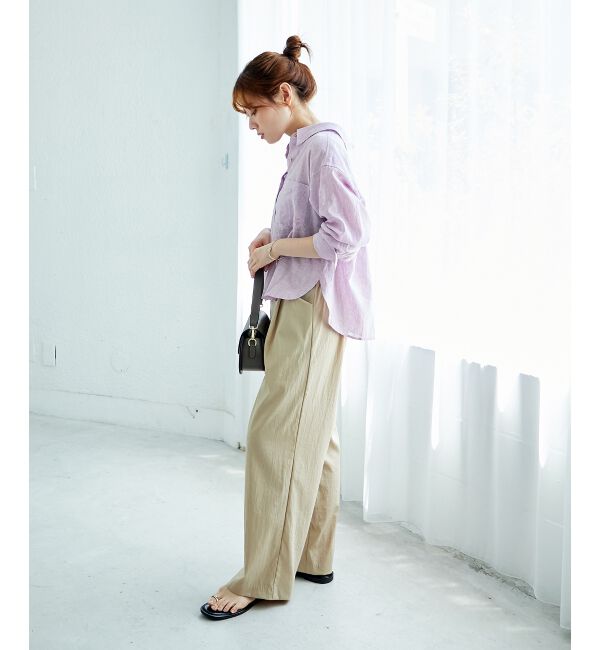  「《手洗い可能》RNストレッチセミワイドタックパンツ」|その他|