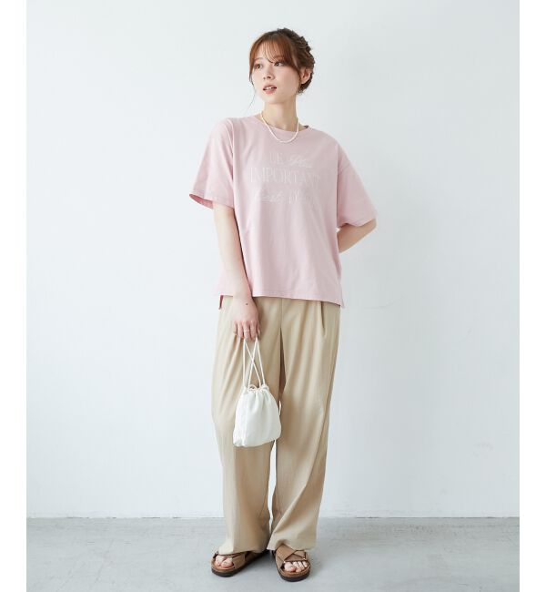  「《手洗い可能》RNストレッチセミワイドタックパンツ」|その他|