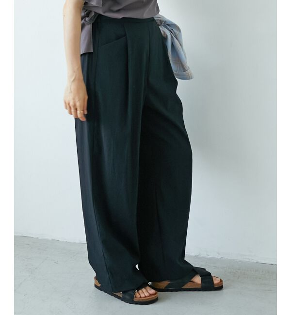  「《手洗い可能》RNストレッチセミワイドタックパンツ」|その他|