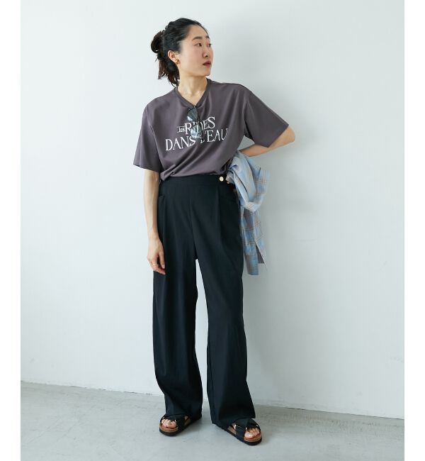  「《手洗い可能》RNストレッチセミワイドタックパンツ」|その他|