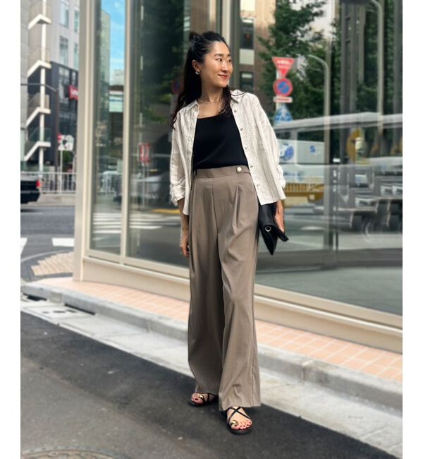  「《手洗い可能》RNストレッチセミワイドタックパンツ」|その他|