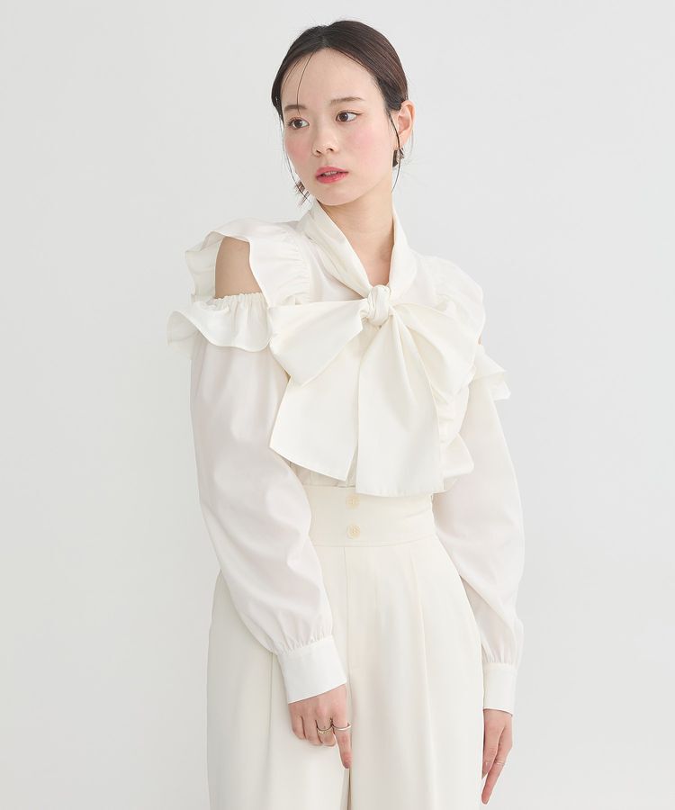 earth music&ecology「リボンラッフルブラウス」|シャツ・ブラウス|