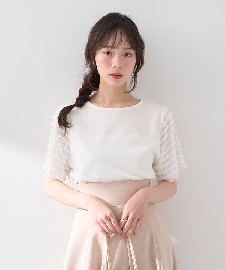 earth music&ecology「フリルスリーブカットソー」|Tシャツ・カットソー|