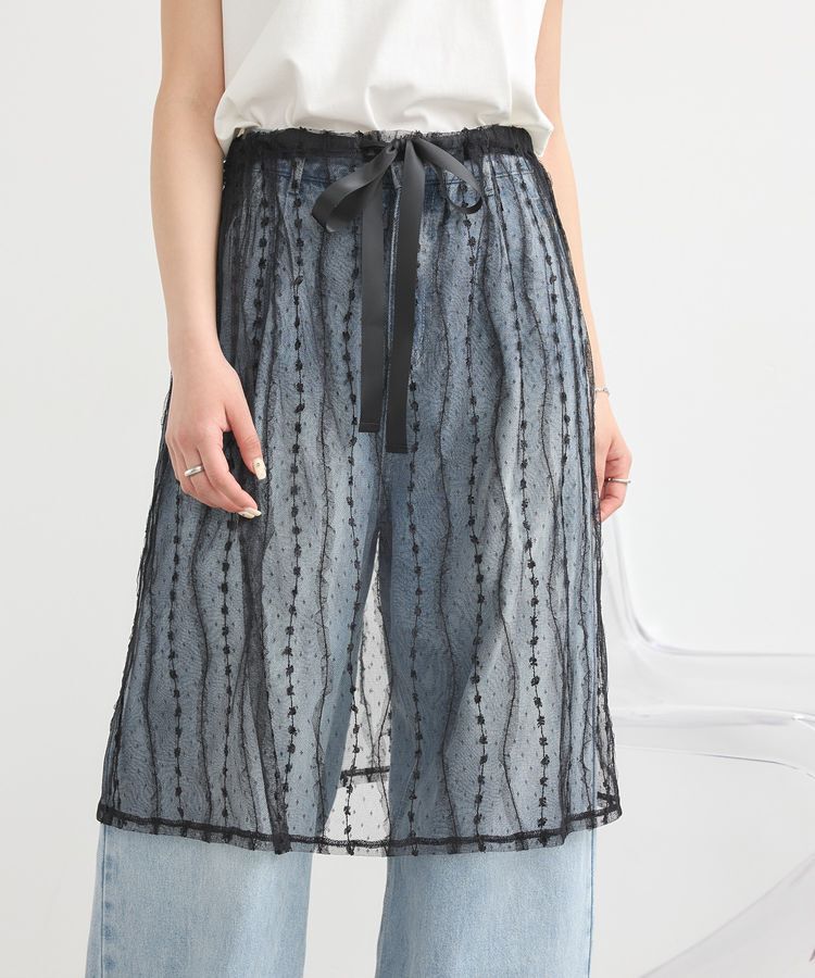 earth music&ecology「ストライプレースレイヤードスカート」|スカート|