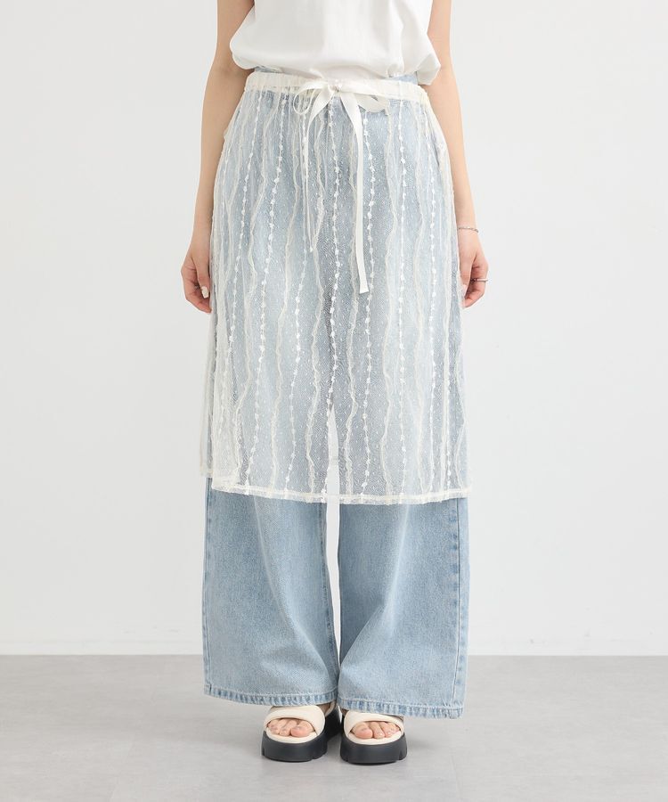 earth music&ecology「ストライプレースレイヤードスカート」|スカート|