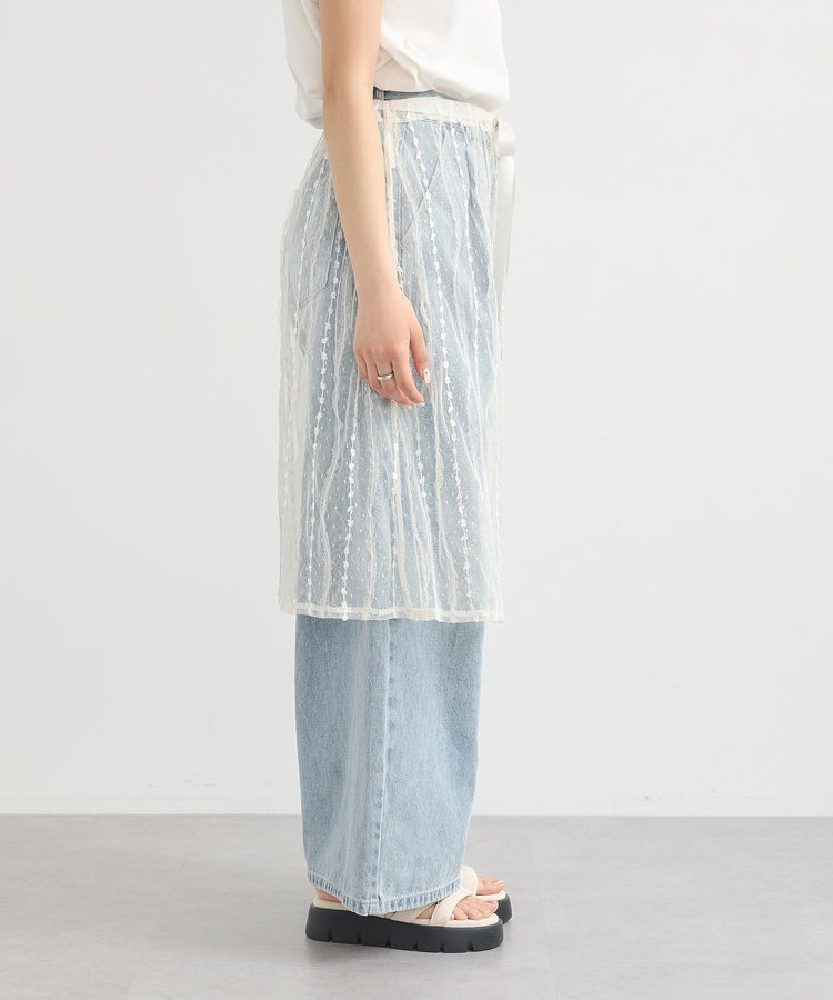 earth music&ecology「ストライプレースレイヤードスカート」|スカート|