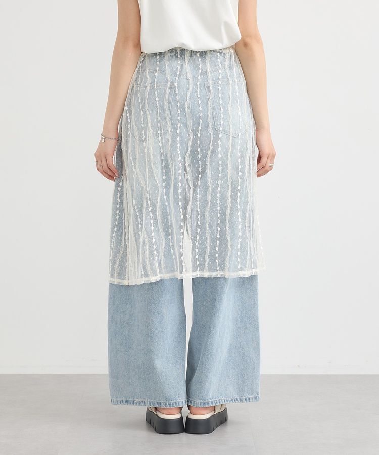 earth music&ecology「ストライプレースレイヤードスカート」|スカート|