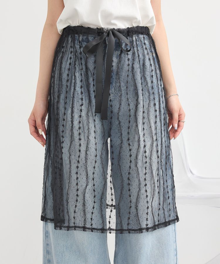 earth music&ecology「ストライプレースレイヤードスカート」|スカート|