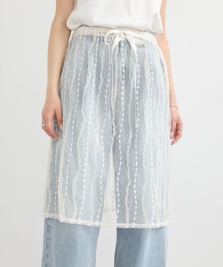 earth music&ecology「ストライプレースレイヤードスカート」|スカート|