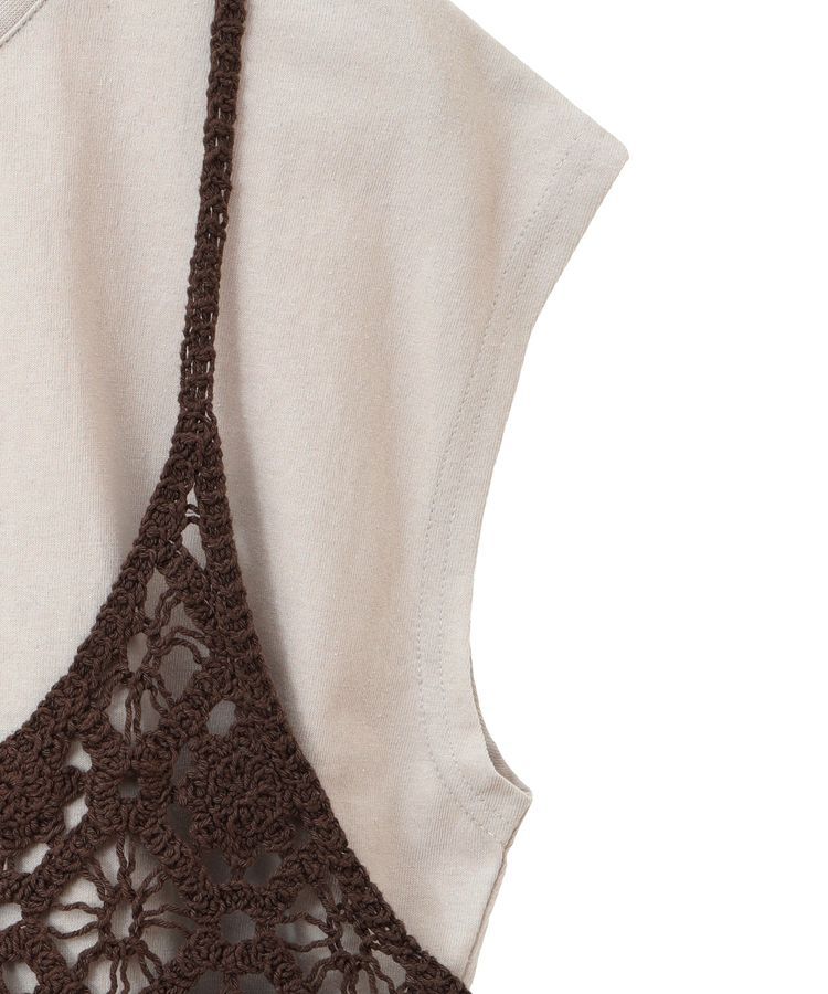 earth music&ecology「SET2点 クロシェキャミソール+ノースリーブプルオーバー」|Tシャツ・カットソー|