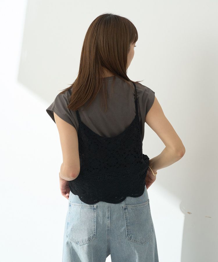 earth music&ecology「SET2点 クロシェキャミソール+ノースリーブプルオーバー」|Tシャツ・カットソー|