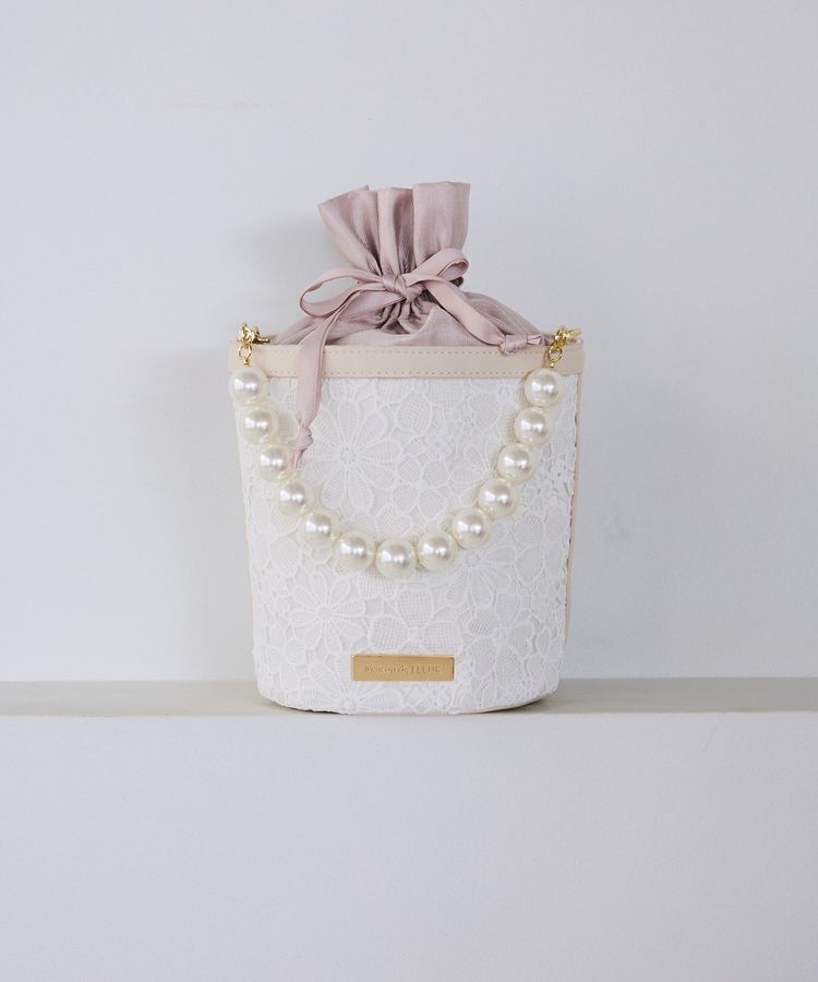 Maison de FLEUR「フラワーレース2Wayバケツ型バッグ」|ショルダー・メッセンジャー|アイボリー