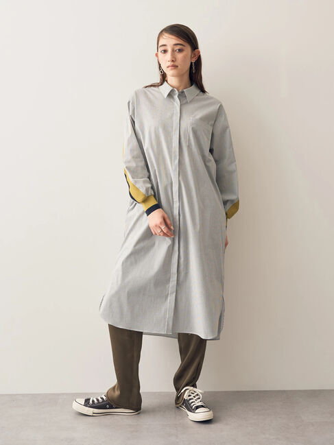 Editt by YECCA VECCA「リブMIXストライプシャツワンピース」|ワンピース|