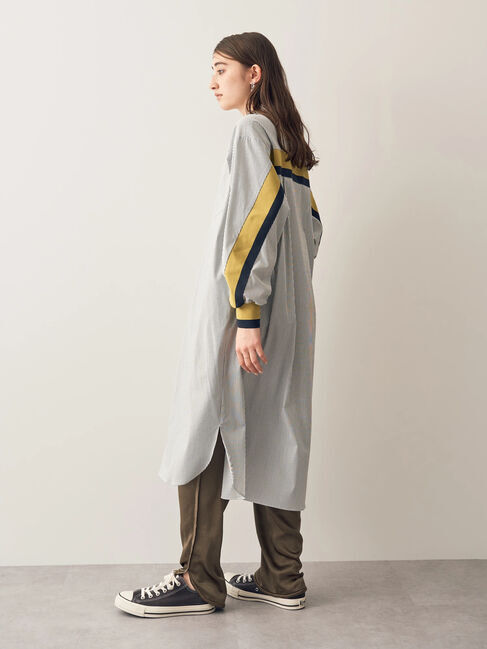 Editt by YECCA VECCA「リブMIXストライプシャツワンピース」|ワンピース|