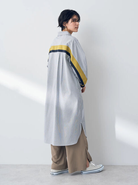 Editt by YECCA VECCA「リブMIXストライプシャツワンピース」|ワンピース|