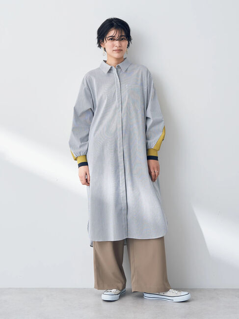 Editt by YECCA VECCA「リブMIXストライプシャツワンピース」|ワンピース|