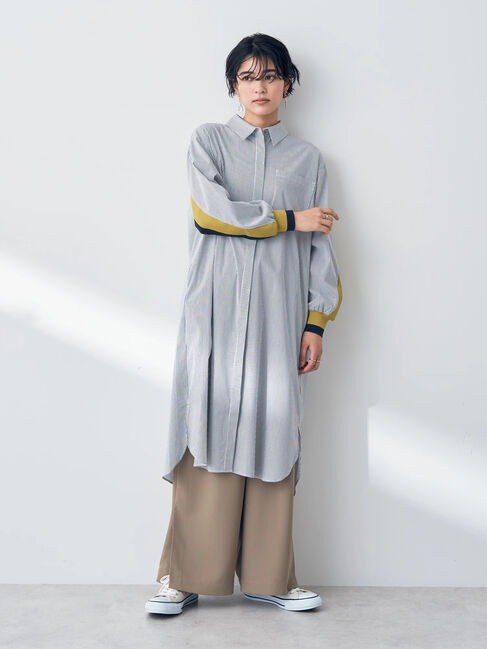 Editt by YECCA VECCA「リブMIXストライプシャツワンピース」|ワンピース|