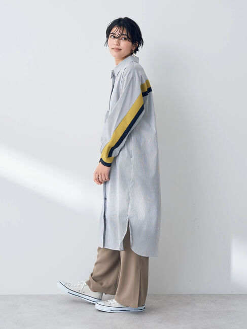 Editt by YECCA VECCA「リブMIXストライプシャツワンピース」|ワンピース|