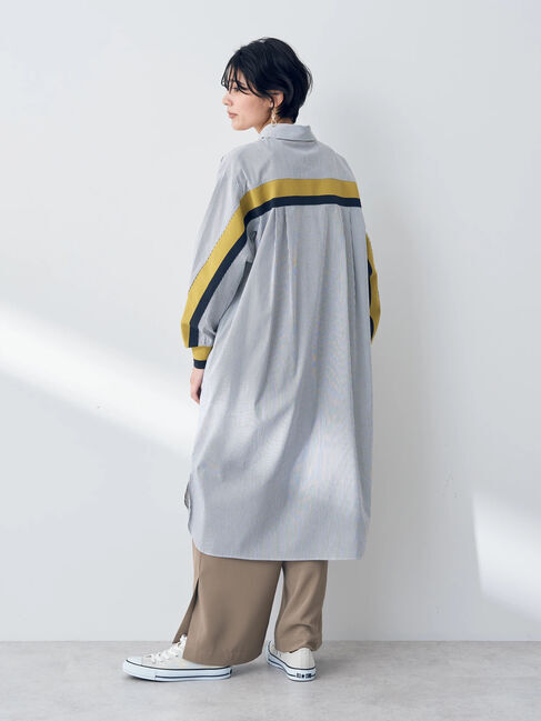 Editt by YECCA VECCA「リブMIXストライプシャツワンピース」|ワンピース|