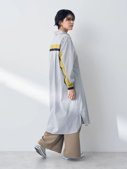 Editt by YECCA VECCA「リブMIXストライプシャツワンピース」|ワンピース|