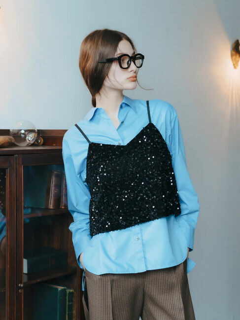 YECCA VECCA「ベロアスパンコールオーバーキャミ」|インナー|