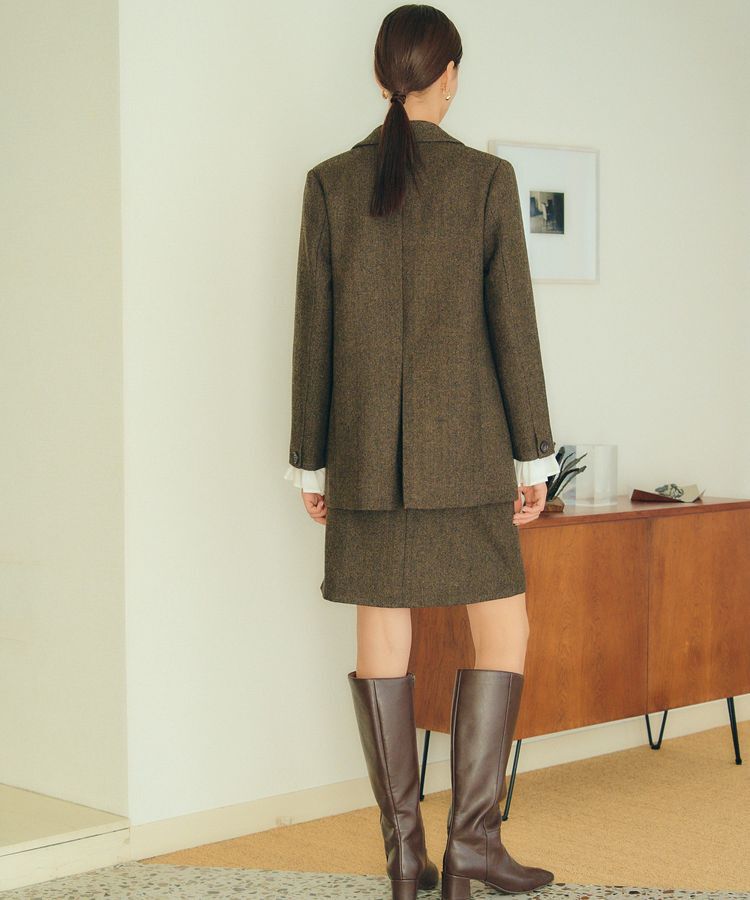 YECCA VECCA「ツイードパイピングスカート」|タイト|